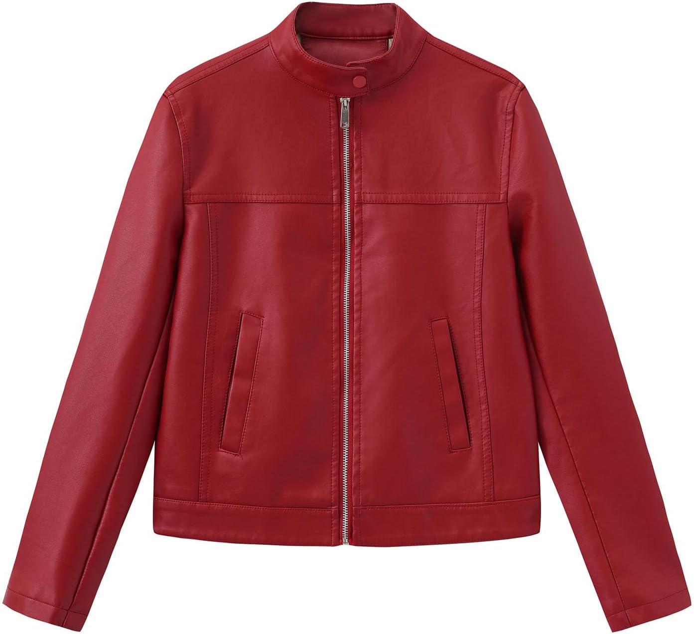 Womens Faux Leather Jacket Cropped Motobike Zip Up Trendy Casual Lapel Coats Long Sleeve Open Front Y2k Short Jackets