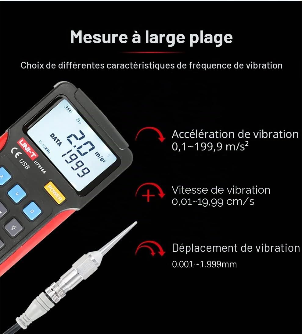 UNI-T UT315A Digital Vibration Testers Vibration Acceleration Velocity Displacement Measurement USB Connect PC Soft