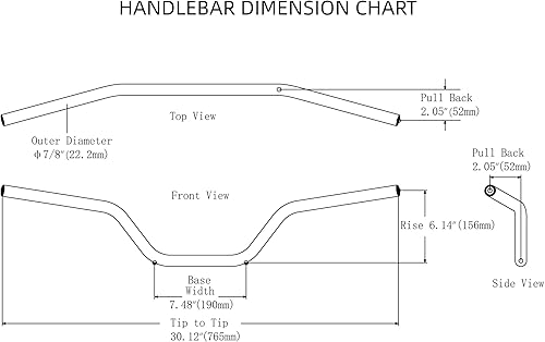 Miniatura 4 de RUTU - Kit universal de 78" CNC para manillar y protectores de motocicleta con empuñaduras, almohadilla para el pecho, abrazadera para el