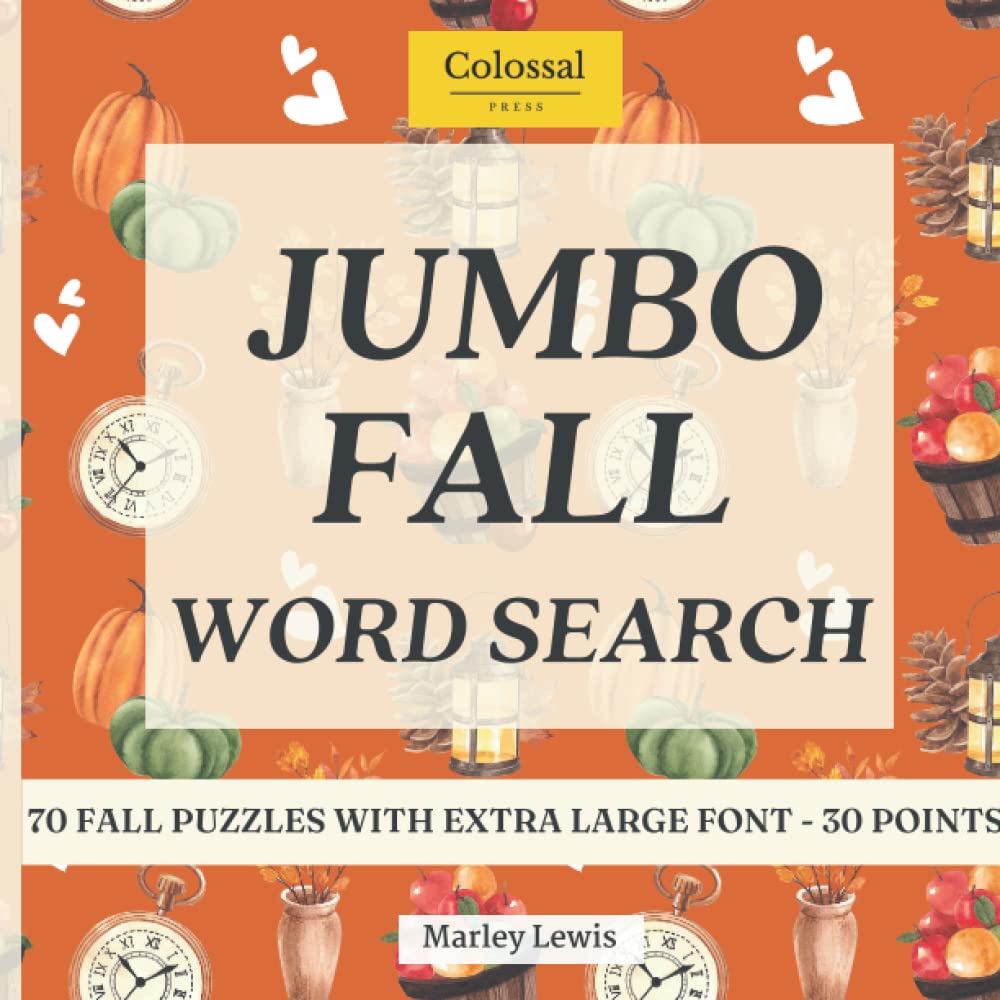 Jumbo Autumn Word Search for Adults Large Print - Word puzzle books for adults: Fall themed word search books for adults - large print word search ... is a great gift for seniors and elderly.