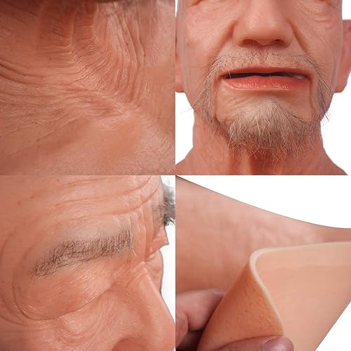 Miniatura 2 de YRZGSAWJ Máscara de anciano de silicona, máscara de broma de piel de cara real llamada William para Halloween Cosplay