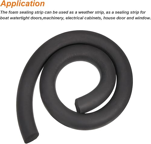 Miniatura 3 de uxcell Tira de sellado de goma de espuma, 1.38 pulgadas de diámetro x 3.3 ft (3.28 pies) de caucho sólido EPDM redondo largo para reducir el ruido,