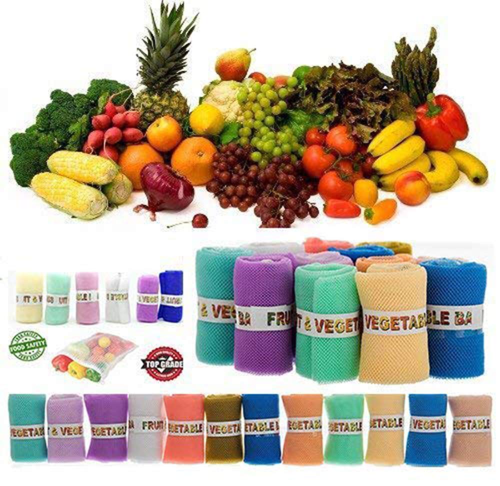 DALUCIZiplock Reusable Vegetable Storage Bags for Fridge, Multicolor Pack of 12 Washable Bags for Refridgetor(Nylon)