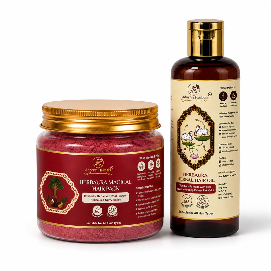 Herbal Hair Care Combo Magical Hair PacK (100g) Hair Oil (100ml) With Banyan Root Hibiscus Curry Leaves Amla & Shikakai For Hair Fall Control Scalp Nourishment & Smooth Hair-image-13