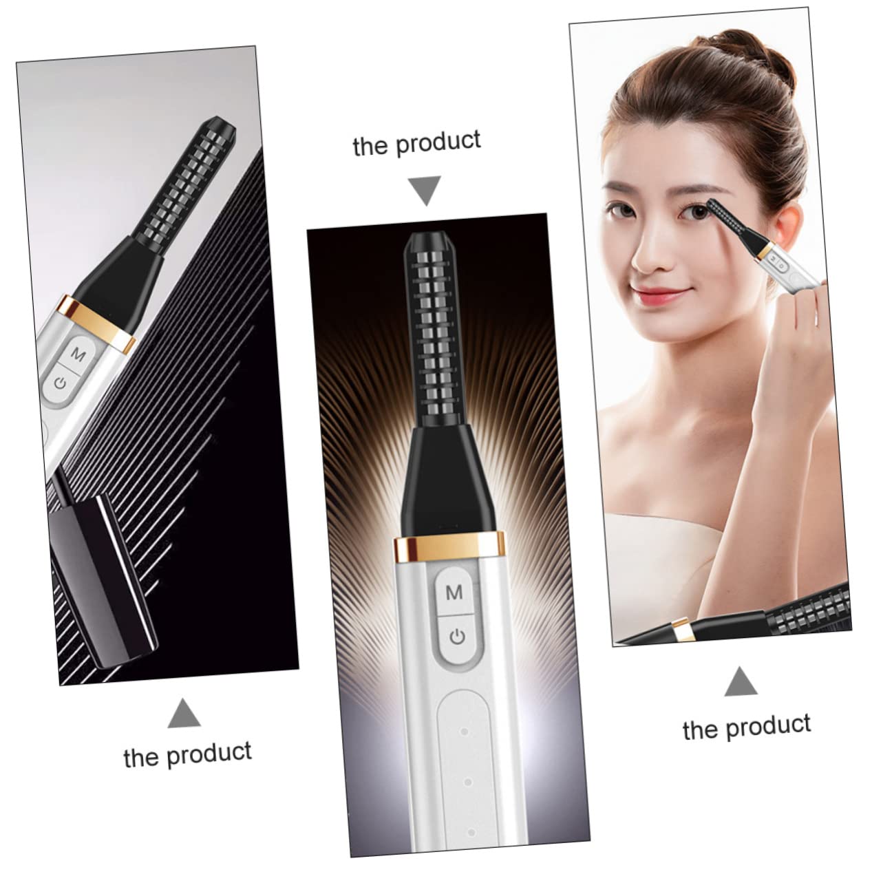Beavorty 3 Piezas rizador de pestañas de maquillaje accesorios para pestañas cepillo de pestañas cabellos ondulados rizador de pestañas eléctrico rizador de calefacción USB AbS
