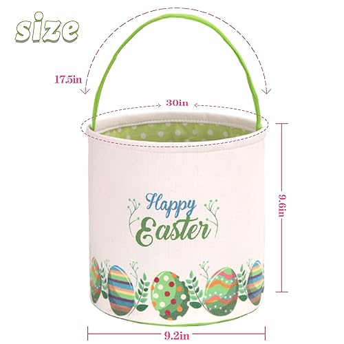 Miniatura 2 de LessMo - Canasta de conejito de Pascua, bolsa de regalo de lona y algodón, verde, bonita, personalizable, para búsqueda de huevos y regalos de