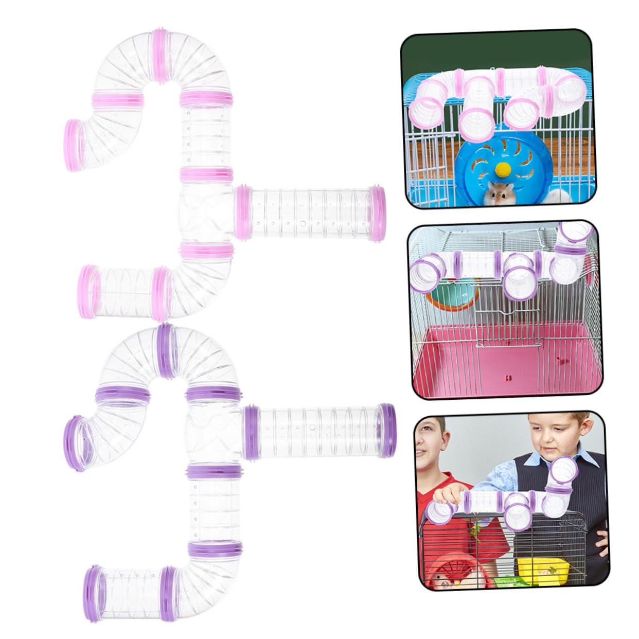 VANZACK 32 Teiliges Hamstertunnel aus Stabilem mit Transparenten Verbindungsplatten Externes Käfigzubehör Einfacher Aufbau Geeignet für Hamster Eichhörnchen und Kleine Haustiere