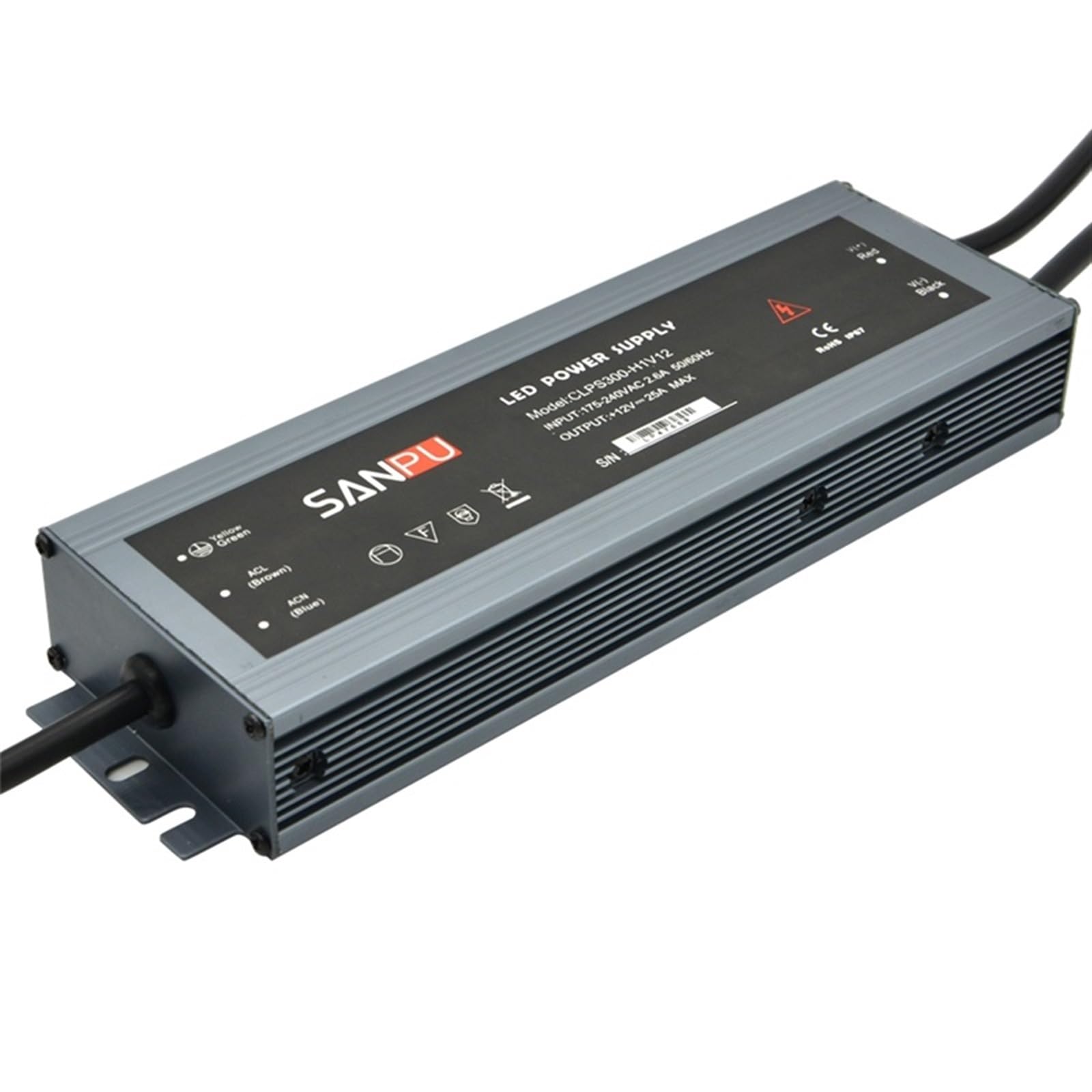 JGNAYRKJQI LED Strip Power Supply 12VDC 300W 25A Waterproof IP67 Constant Voltage AC-DC 12V Lighting Transformer 12 Volt LED Driver