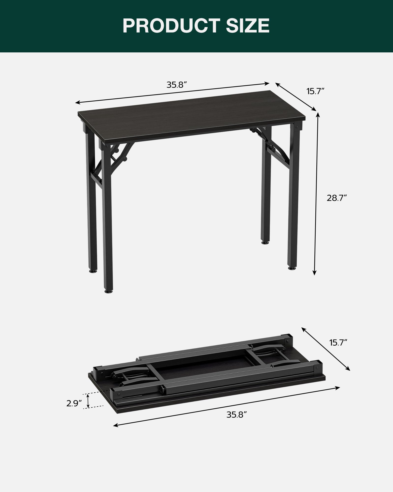 Frylr Klappbarer Computertisch – 90,9x39,9 Cm, Faltbar, Platzsparend, Ohne Montage