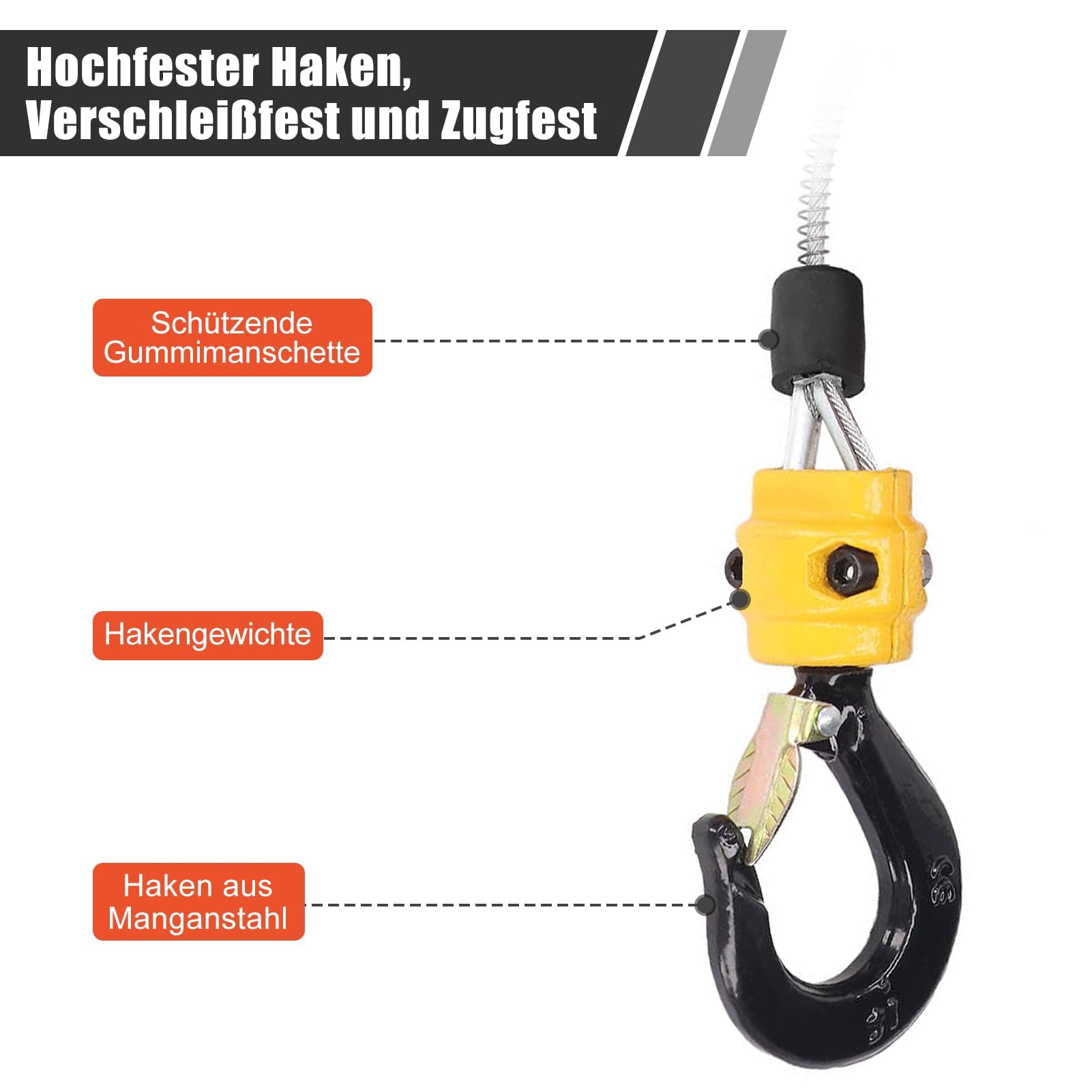 Elektrische Seilwinde 500KG 1500W 7.6M Hubhöhe mit Kabellose Fernbedienung Überlastungsschutz EU-Stecker 220V