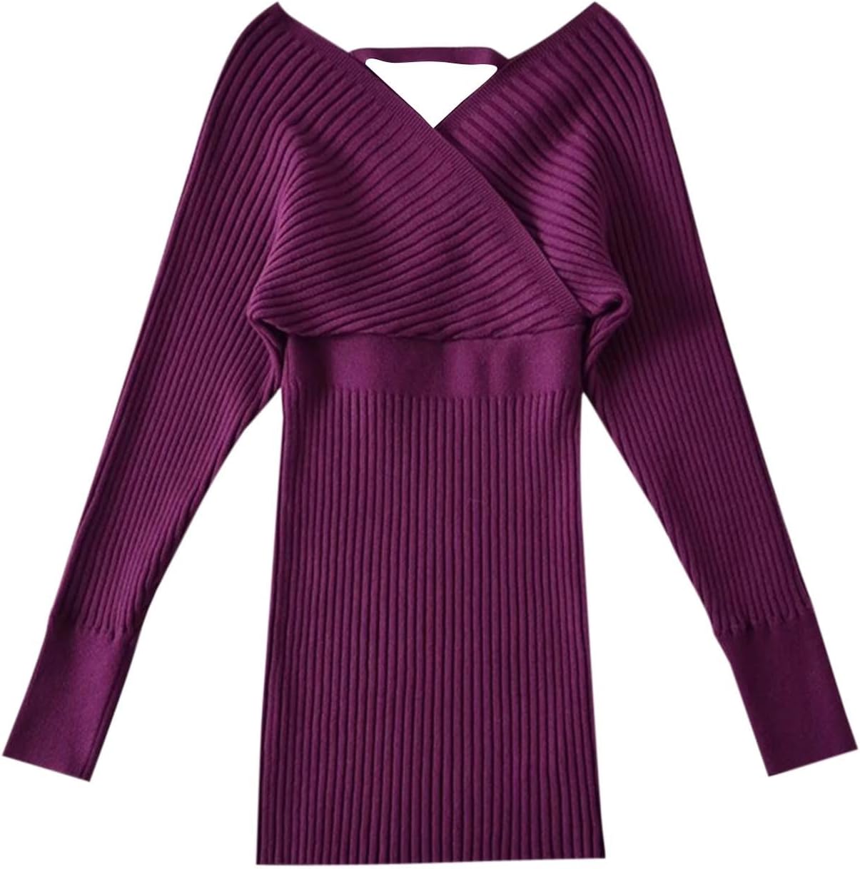 Lmdudan 2025 Women's Wrap Sweater Dresses Elegant Long Sleeve V Neck Bodycon Knitted Work Business Cocktail Party Dress
