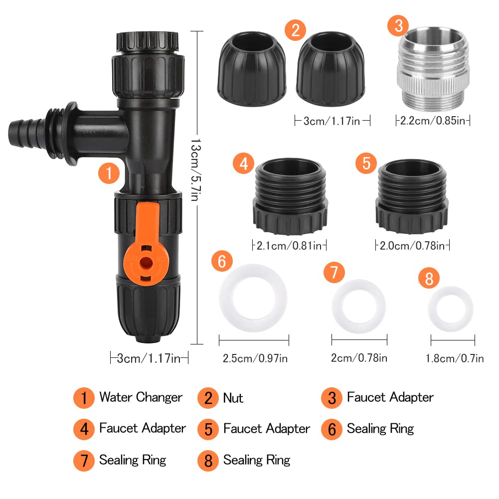 Water Changer Kit, 3 Pcs Aquarium Water Changer With 2 Faucet
