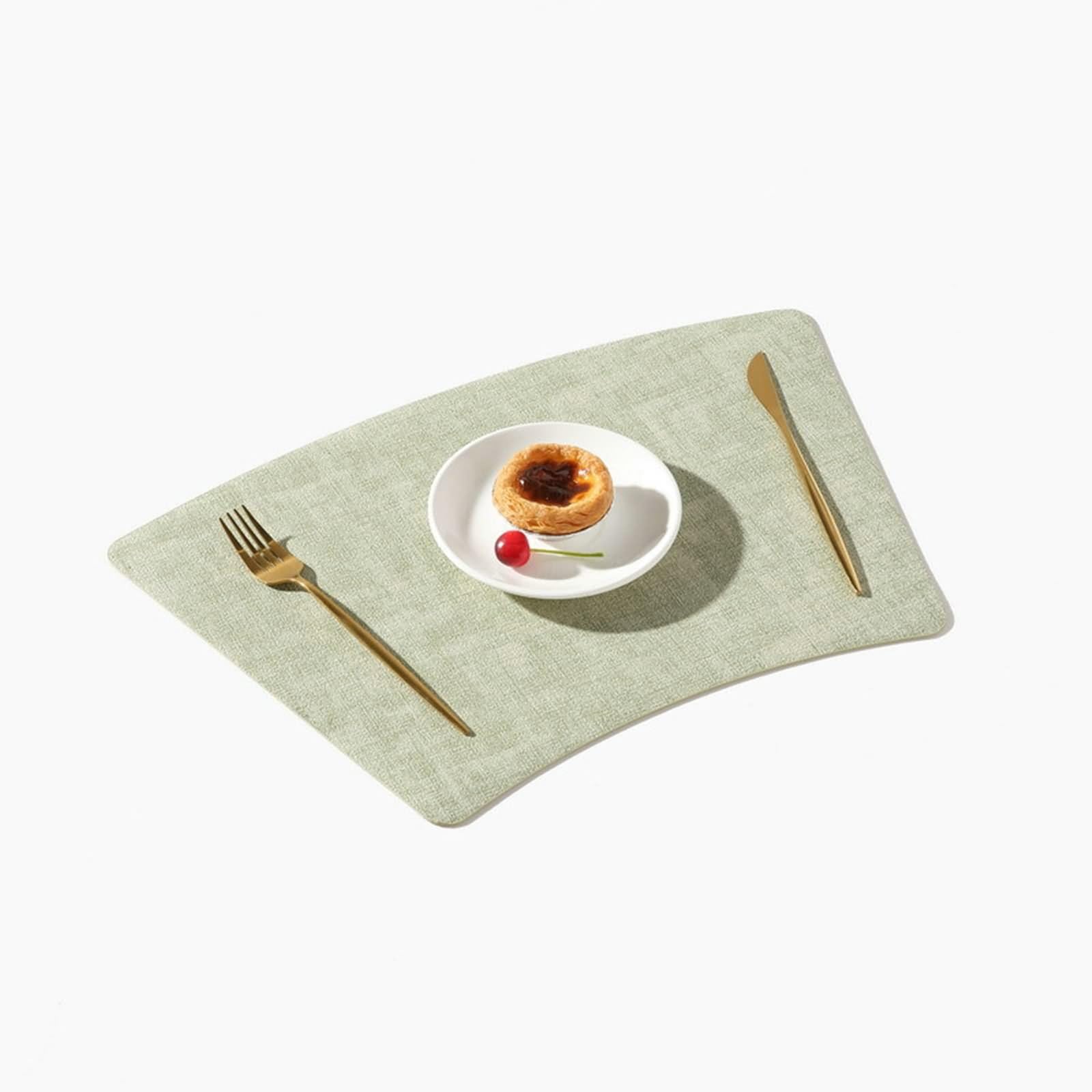 Lot de 8 Dessous de Table 30x49cm, Set de Table Scandinave Secteur de Couleur Unie Cuir Vert Clair
