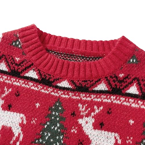 Family Matching Christmas Sweaters Reindeer Snowflakes Knitted Jumpers Long Sleeve Crew Neck Xmas Pullover Knitwear4