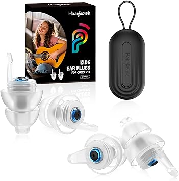 Kids Earplugs 6-12 yrs - 2 Pairs High Fidelity Concert Ear Plugs for Children, Adults with Small Ear Canals, 23dB Kids Noise Reduction Earplugs for Concerts, Rehearsal, Festival, Party Bright Blue