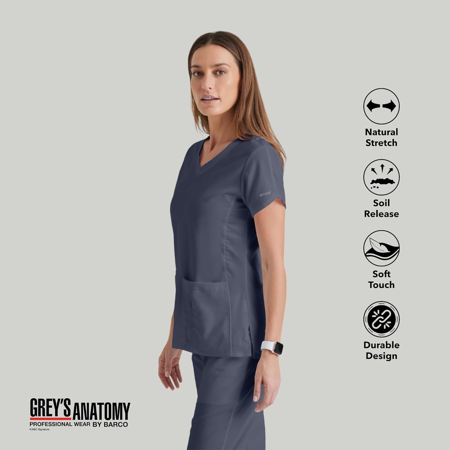 BARCO Grey's Anatomy Scrubs - Cora Scrub Top for Women, Crossover V-Neck, Fitted Back Super-Soft Women's Scrub Top - Image 5