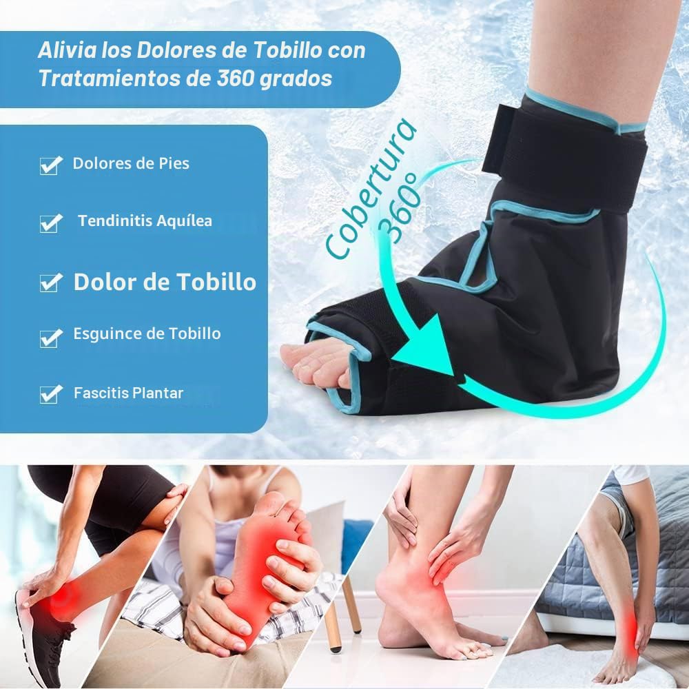 NEWGO Bolsa de hielo de tobillo reutilizable para terapia de frío caliente para aliviar la fascitis plantar, tendinitis de Aquiles, lesiones, dolor de pies, hinchazón, esguince, 1 unidad