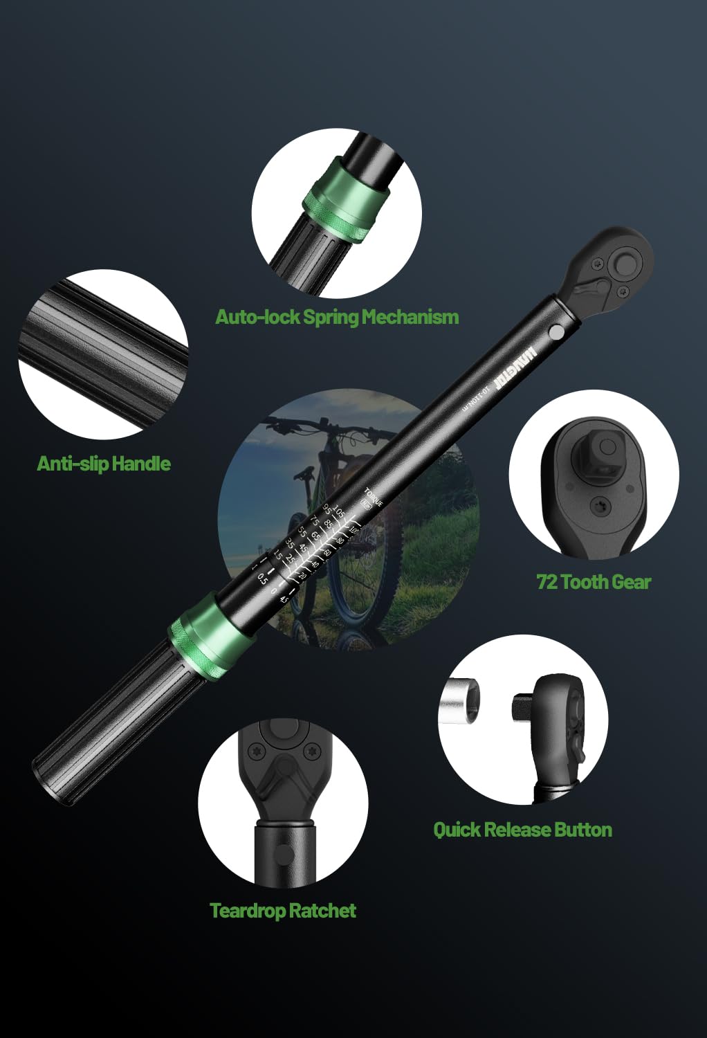 3/8" Dinamometrica, 10-110 NM Chiave Dinamometrica Precisione ±3% con 72 Denti, Chiave Dinamometrica per Bici, Moto e Auto Manutenzione del Veicolo