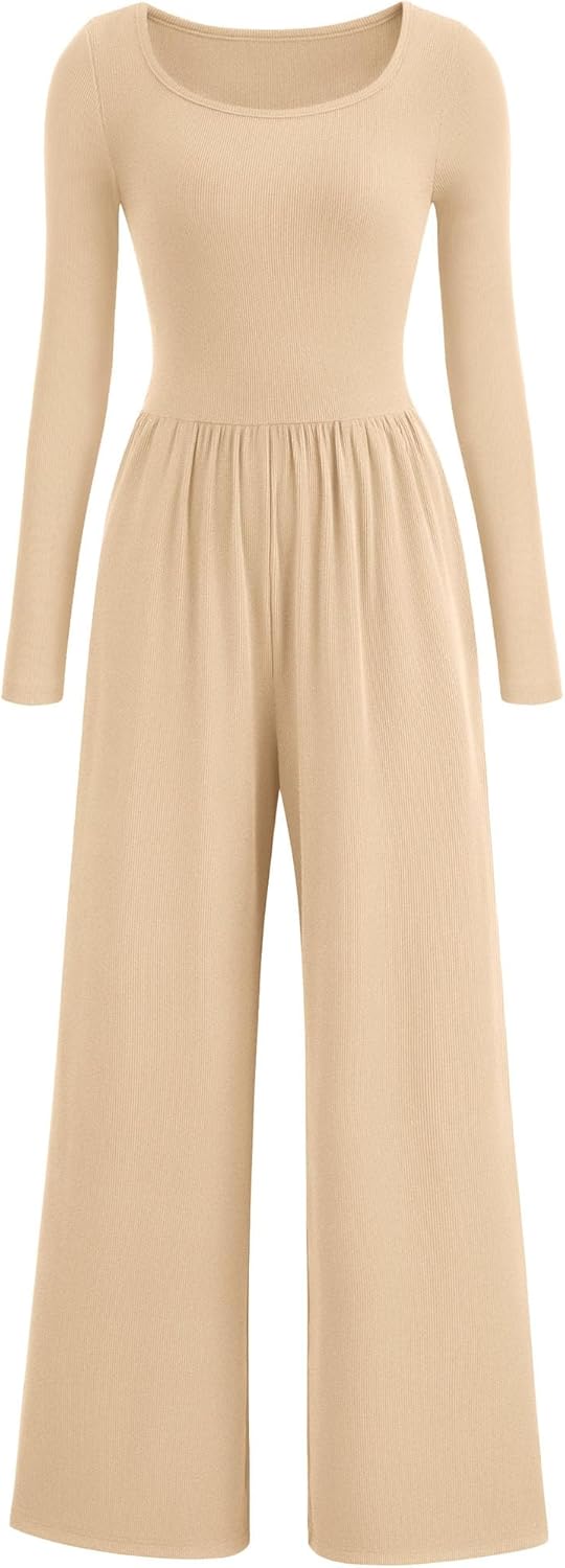 PRETTYGARDEN Womens Jumpsuits Dressy Casual Fall Fashion 2025 Trendy Long Sleeve Wide Leg Rompers Spring Work Office Outfits