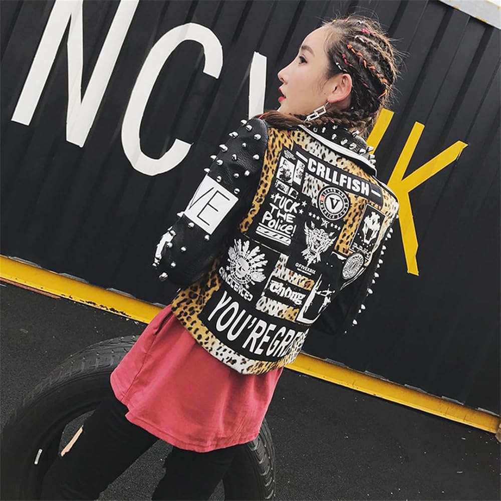 ジャケット・アウター GUAGLIANONE leather leopard zip jacket GUAGLIANONE leather leopard zip jacket