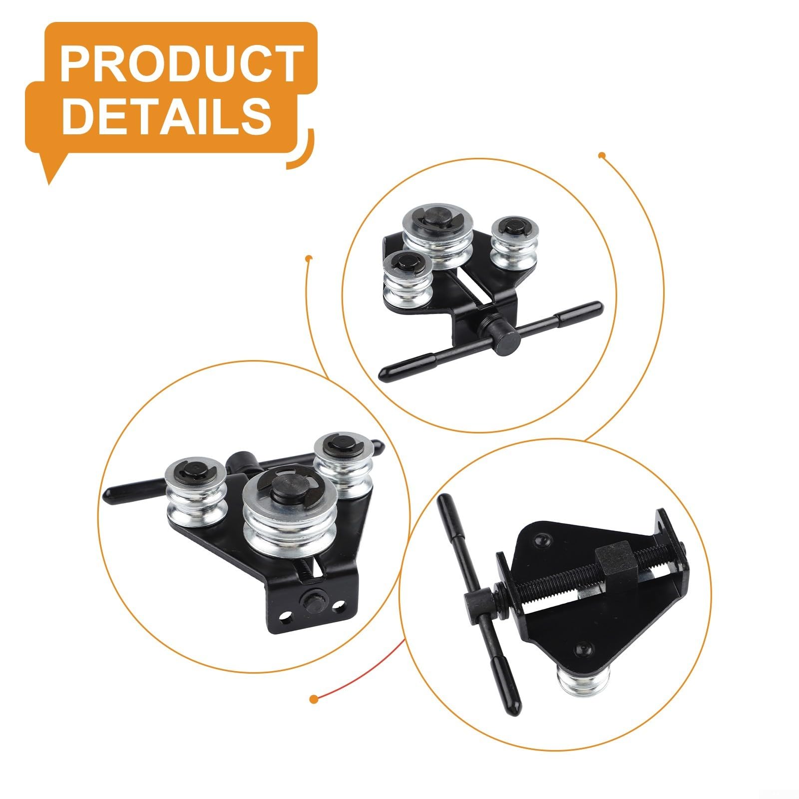 Doblador de Tubos Manual de Alta Resistencia con Mango ergonómico y Ranuras Antideslizantes para Crear Curvas precisas en tuberías de Freno y de Cobre. Color Negro.