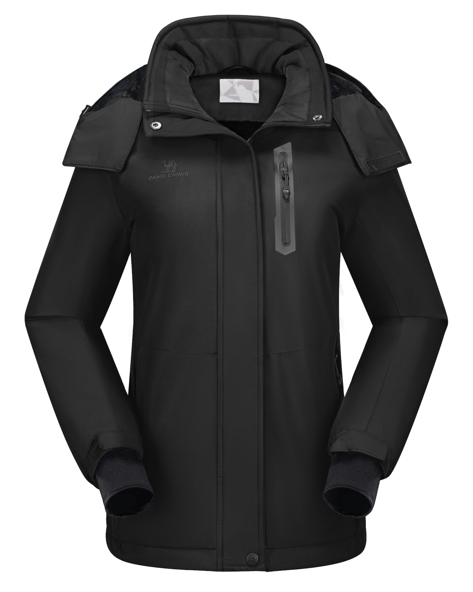 CAMEL CROWN Women's Ski Jacket Waterproof Warm Winter Snow Coat Hooded Mountain Outdoor Windbreaker Windproof Jacket