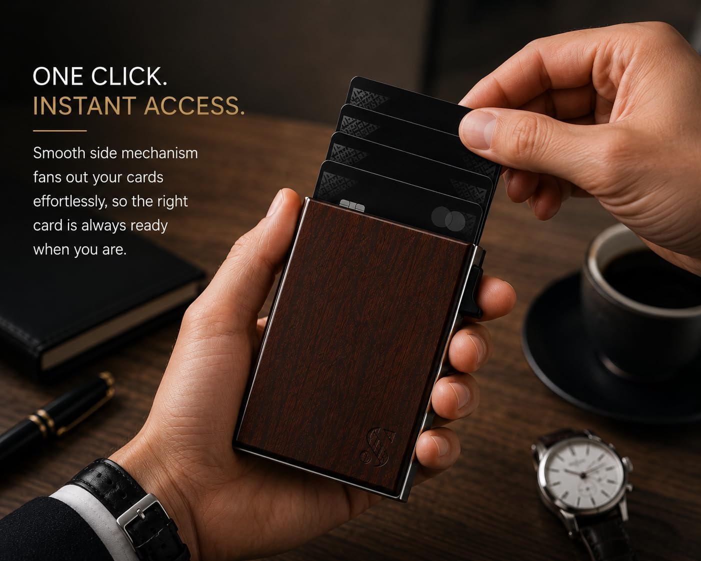Luxury Ebony Wood & Aluminum Credit Card Holder - RFID Blocking