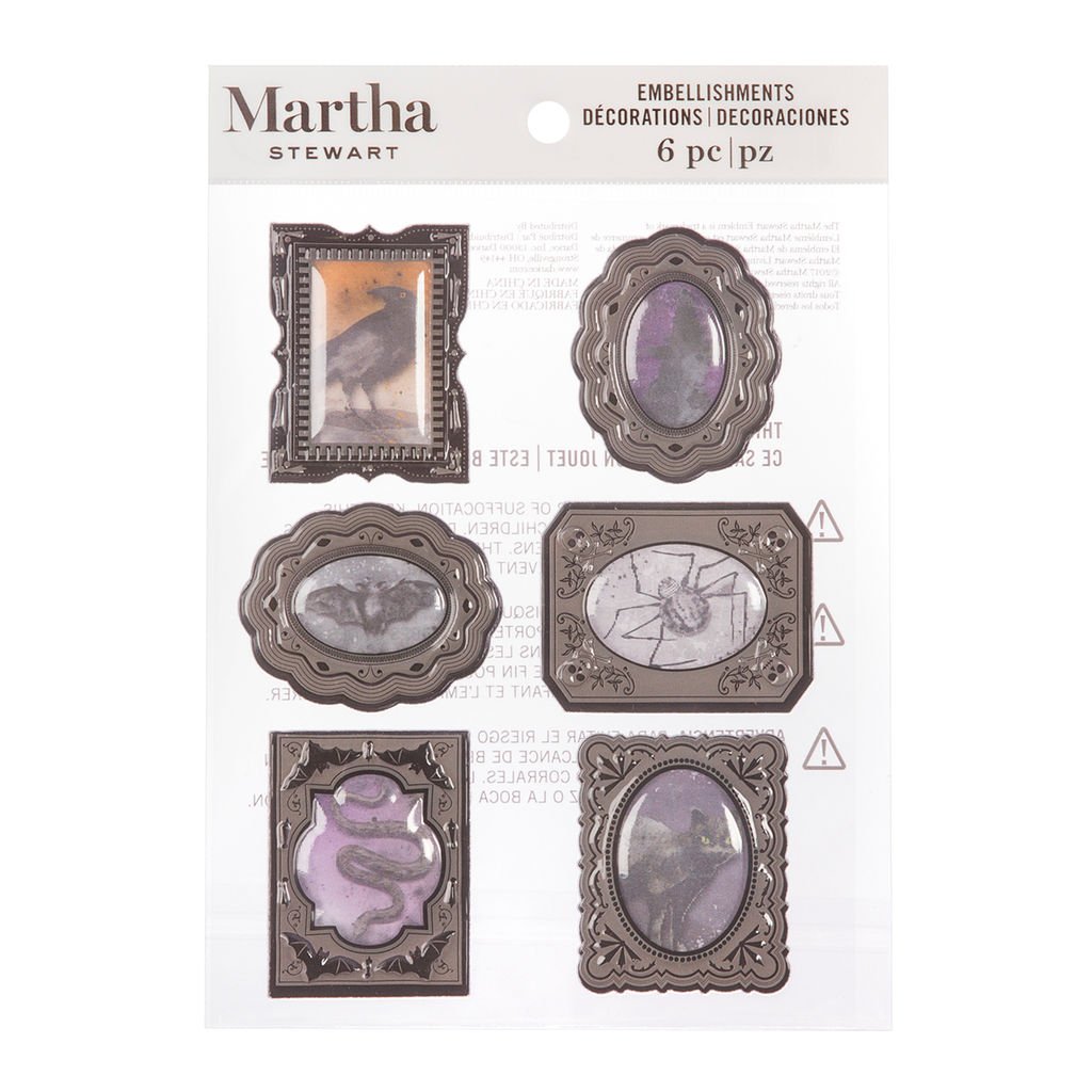 Martha Stewart Halloween Lenticular Frame Stickers | Black, Gold, Silver, White | Festive Decor for Parties | Unique 3D 