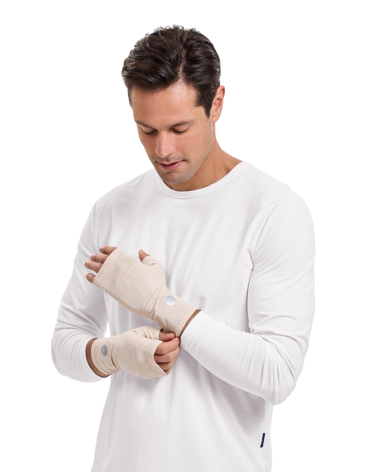 Solbari UPF 50+ Sun Protection Hand Covers Sensitive Collection - Large/X-Large/Oatmeal - UV Protection, Sun Protective