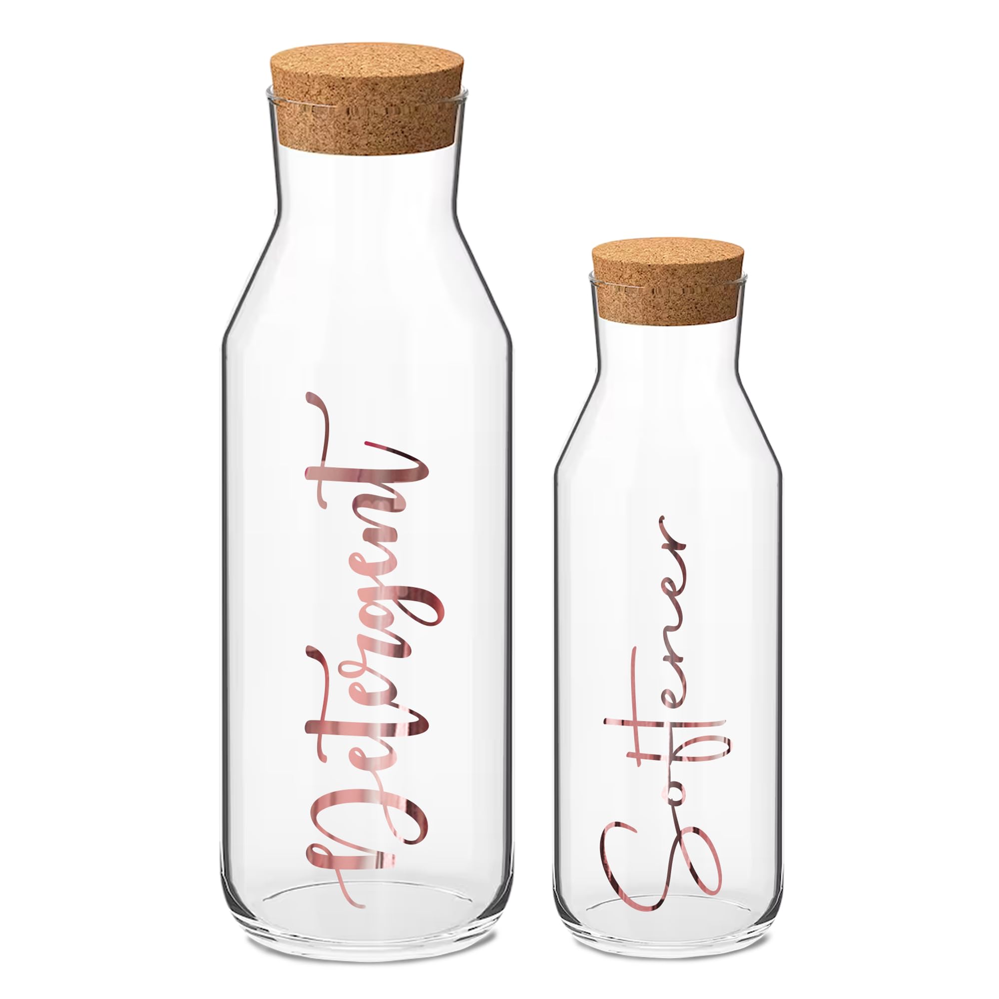 Print Maniacs CORKED GLASS JAR 500ml or 1 Litre Storage Bottle Reuseable Jar Laundry Mrs Hinch Storage Jar (Rose Gold, 1 x Litre x 1 x 500ml)