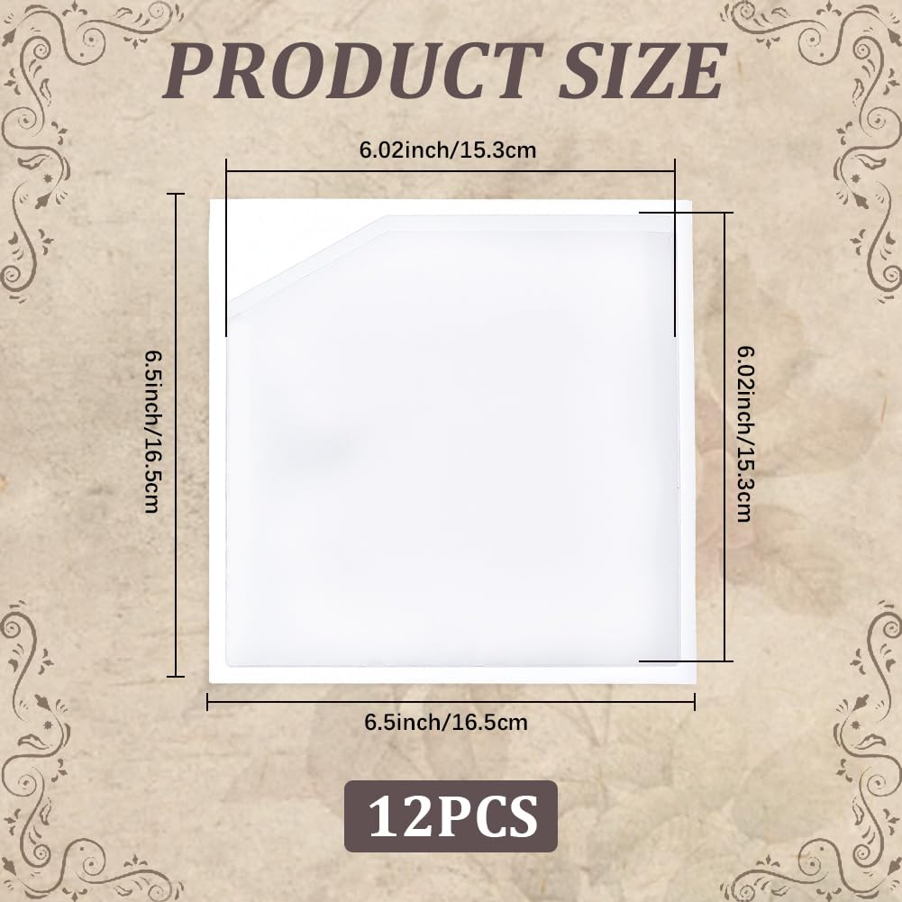 craspire 12 Stück Planer Taschenaufkleber Transparente Klebetaschen 6 x 6 Zoll PVC Kleine Quadratische Ecken Aufbewahrungstasche Für Tagebücher Reisetagebücher Scrapbooks Planer Fotokarten Büro
