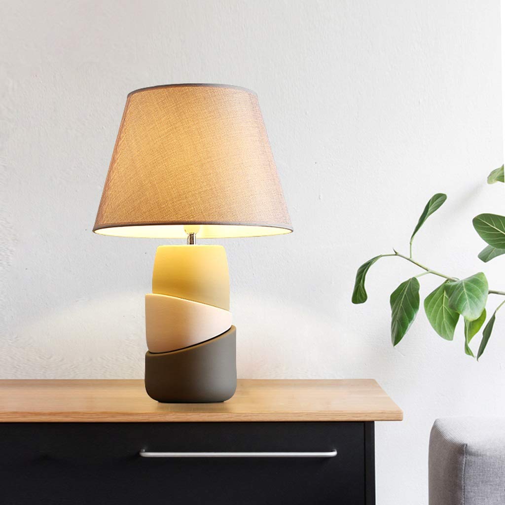 Lampy stołowe do sypialni E14 Nowoczesna ceramiczna lampa nocna do sypialni z odcieniami szarości Prosta moda kreatywna lampa do salonu i gabinetu 18