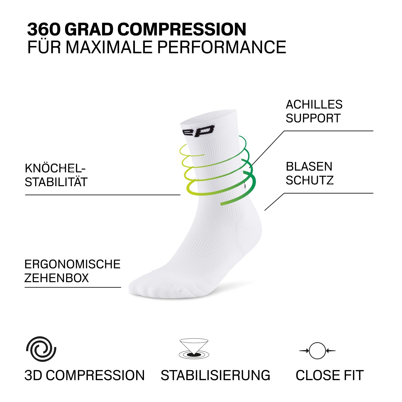 CEP 5.0 Mid Cut – Kurze Laufsocken für Herren – Laufsocken mit Kompression für mehr Stabilität und Blasenschutz und blasenfreies Laufen – Hochwertige Running Socks für optimale Durchblutung