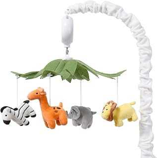 Peanutshell Musical Crib Mobile - Safari Jungle Animals, 12 Lullabies, Rotating Nursery Decor for Boys & Girls
