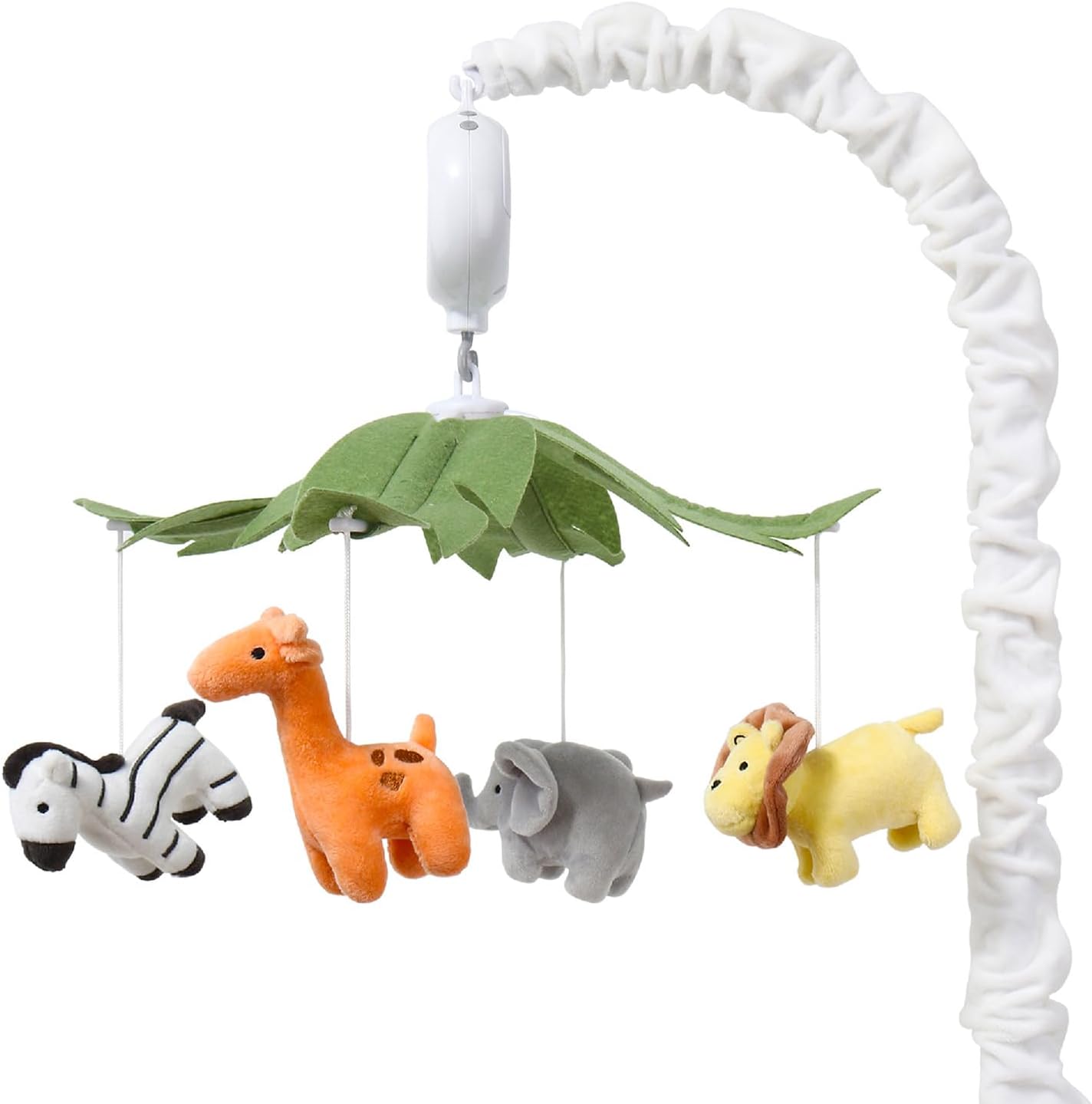 The Peanutshell Crib Mobile for Boys or Girls - White Musical Baby Crib Mobile with 12 Lullabies, Jungle Animal, Baby Safari Animals Nursery Decor