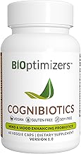 BIOptimizers Cognibiotics Probiotic Brain Supplement - Helps Support Mood, Better Focus, Memory, Mental Clarity - 60 Capsules