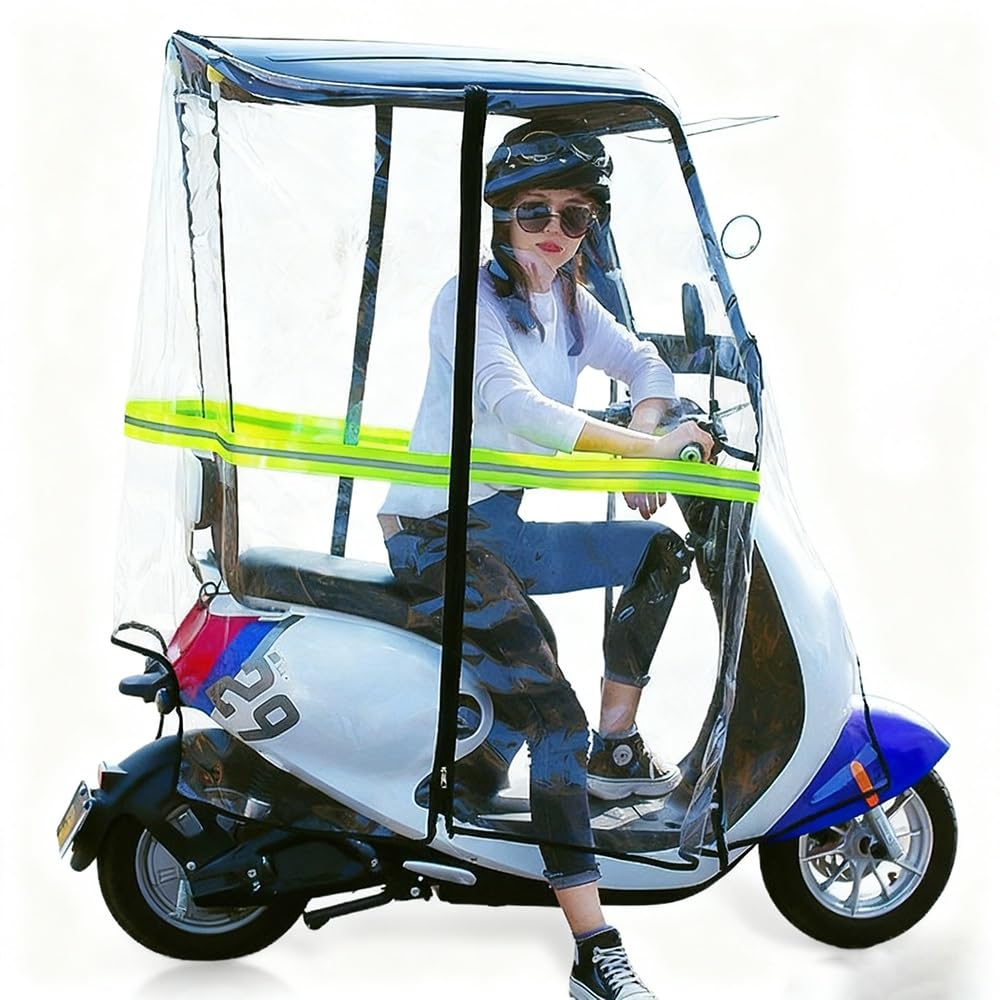 Universal Allwetter Mobility Scooter Regenschutz mit Reflektorstreifen und Aufbewahrungstasche für Elektroroller und Motorräder