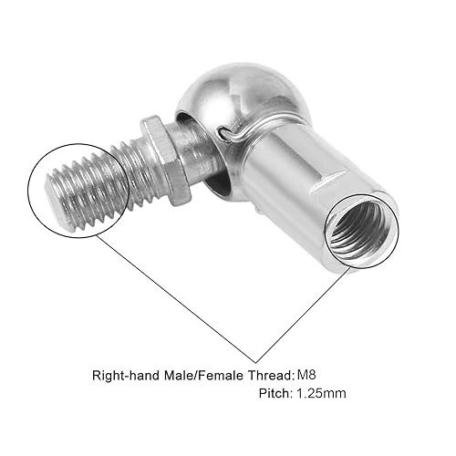 Miniatura 5 de uxcell Rodamiento de bolas CS10 con perno, 2 piezas para mano derecha y 2 hilos izquierdo M8x1.25, zócalo de bola de acero al carbono