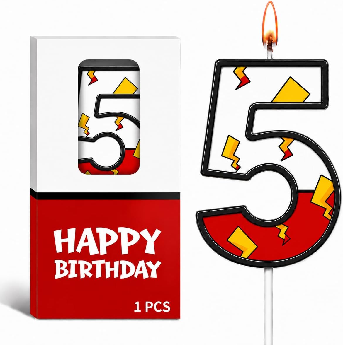 Red White Birthday Number Candles for Cake Decoration,Cupcake Topper,Anime Party Decor Supplies,Cartoon-Themed Party Favors (Number 8)