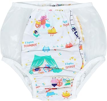 Adult Plastic Diaper Cover Vinyl Waterproof Pull-On-Cover Incontinence Pants Extra Waterproof Protection to Go On Top of/Together with Diapers & Briefs As Add to Leak Resistance