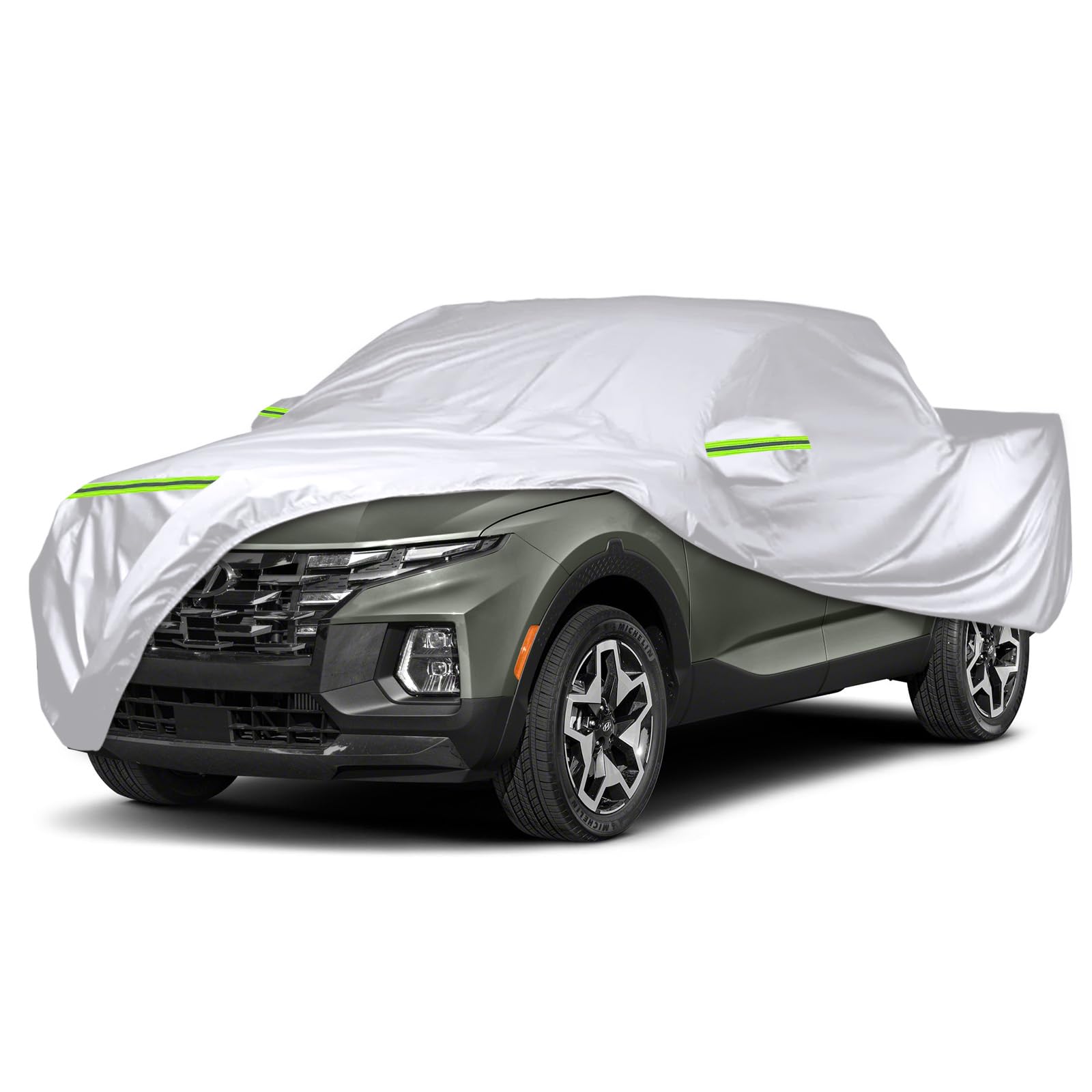 6 Layer Waterproof Car Covers Replace for 2021-2026 Hyundai Santa Cruz | All Weather Custom-fit Car Cover with Cotton Liner, Zipper Door, Windproof Bands for Snow Rain Dust Protection
