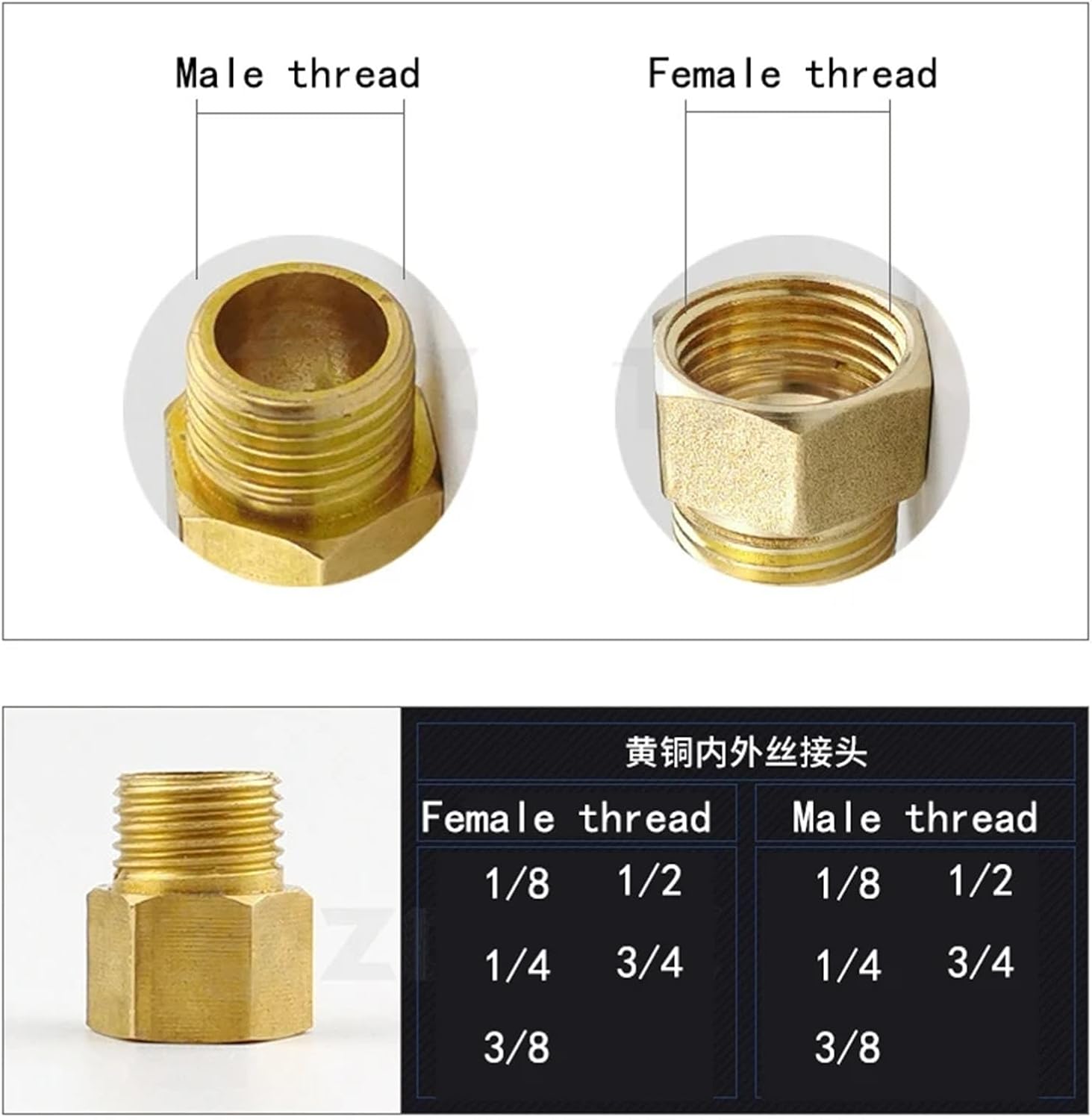 Brass Fitting Pipe Connector Quick Adapter Female To Male 1/8 1/4 3/8 1/2 Water Gas Reducing Connector for Hose Connection (Color : 3 to 3)