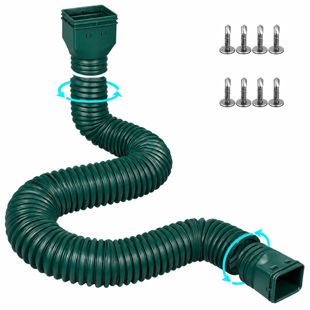 Gutterlix 16.5ft Gutter Downspout Extensions, Downspout Extender Extendable from 3.4ft to 16.5ft, Thickened Down spout Drain Extension for Rainwater Drainage(Green)