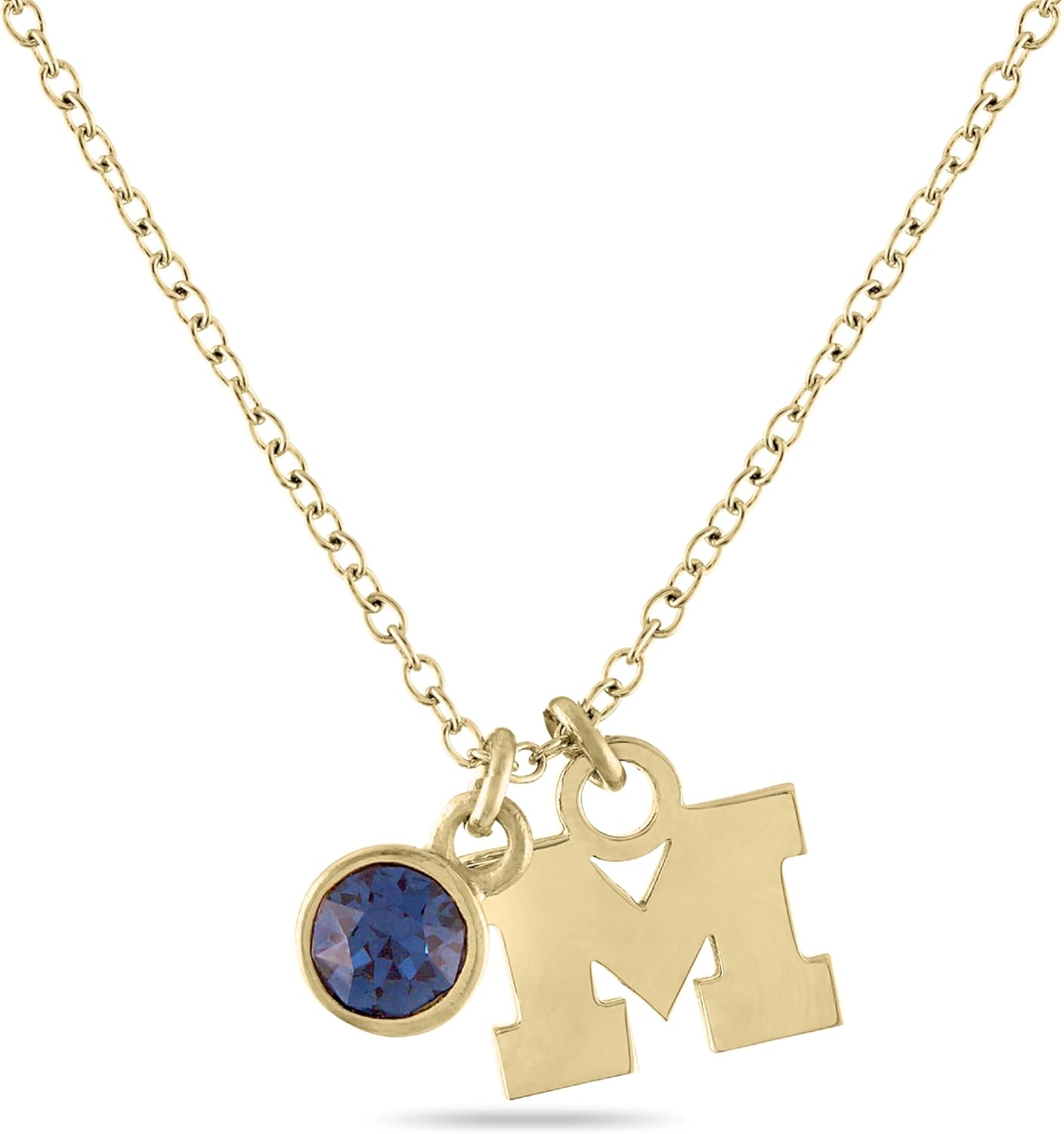 Stone Armory Michigan Wolverines Gifts - 18k Gold Plated M Necklace With Crystal - Hypoallergenic and Adjustable 16-20in - University of Michigan Gold Jewelry