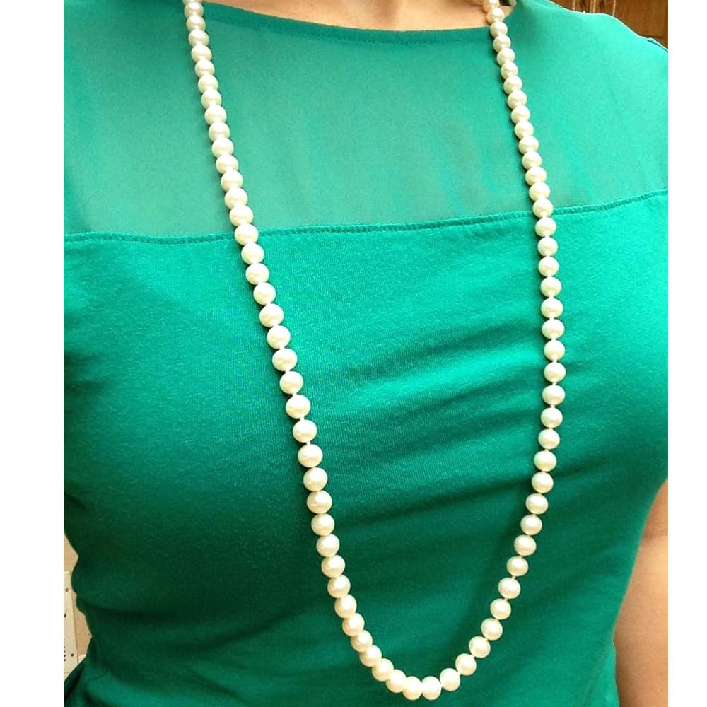 TUOKAY 1920s Pearls Beads Necklace for Women Pearl Strands Flapper Beads Necklace, Fashion Imitation Faux Pearls Long Necklace Vintage Costume Jewelry Necklace 60 inches Long