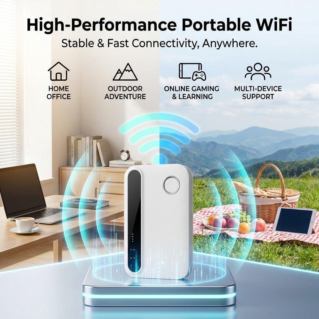Routeur WiFi Portable - Hotspot Carte SIM, Internet Mobile Jusqu'à 300 Mbps,Convient pour Les Voyages et Le Travail Extérieur, Prend en Charge la Connexion Simultanée de Jusqu'à 10 Appareils