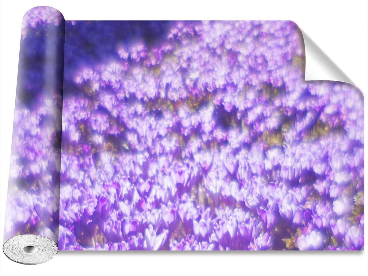 Papier peint fleurs pourpres stickers muraux 104x70cm pour decoration de salon