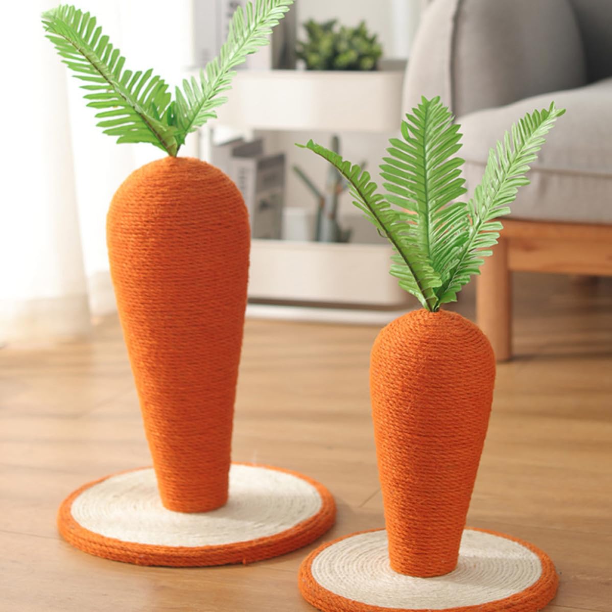 SEWACC Poteau à Griffes de Chat Cadre d'escalade pour Chat Carotte en Sisal Rouge Carton Composite pour Gratter Se Reposer et Jouer