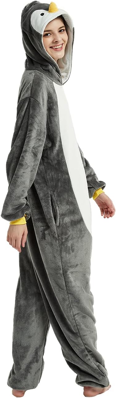 ABENCA Penguin Onesie Adult Animal Costume Women Pajamas Plush One Piece Cosplay Halloween Christmas - Image 4