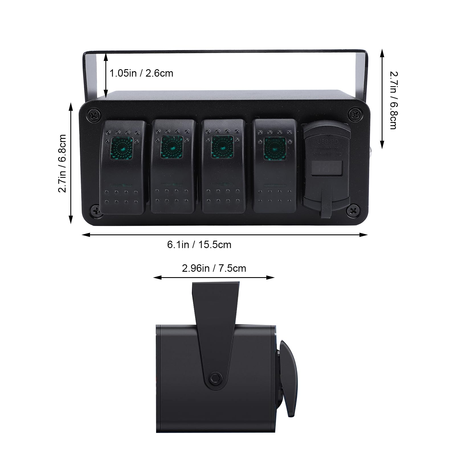 4 Gang Rocker Switch Panel z PD Type C QC3.0 USB Ładowarką